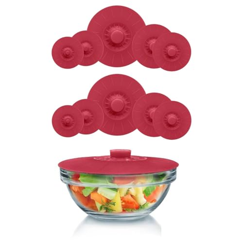 HASTHIP® 10Pcs Silicone Lids for Bowls 5 Sizes Reusable Microwave Safe, Food Grade Silicone Lid Cover Durable Heat Resistant Silicon Lids for Bowls, Pots, Pans, Dishes, Cans - Red & Blue HASTHIP® 10Pcs Silicone Lids for Bowls 5 Sizes Reusable Microwave Safe, Food Grade Silicone Lid Cover Durable Heat Resistant Silicon Lids for Bowls, Pots, Pans, Dishes, Cans - Red & Blue